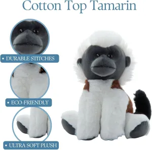 The Petting Zoo Cotton Top Tamarin Stuffed Animal Plushie, Gifts for Kids, Wild Onez Wildlife Animals, Monkey Plush Toy 9 inches