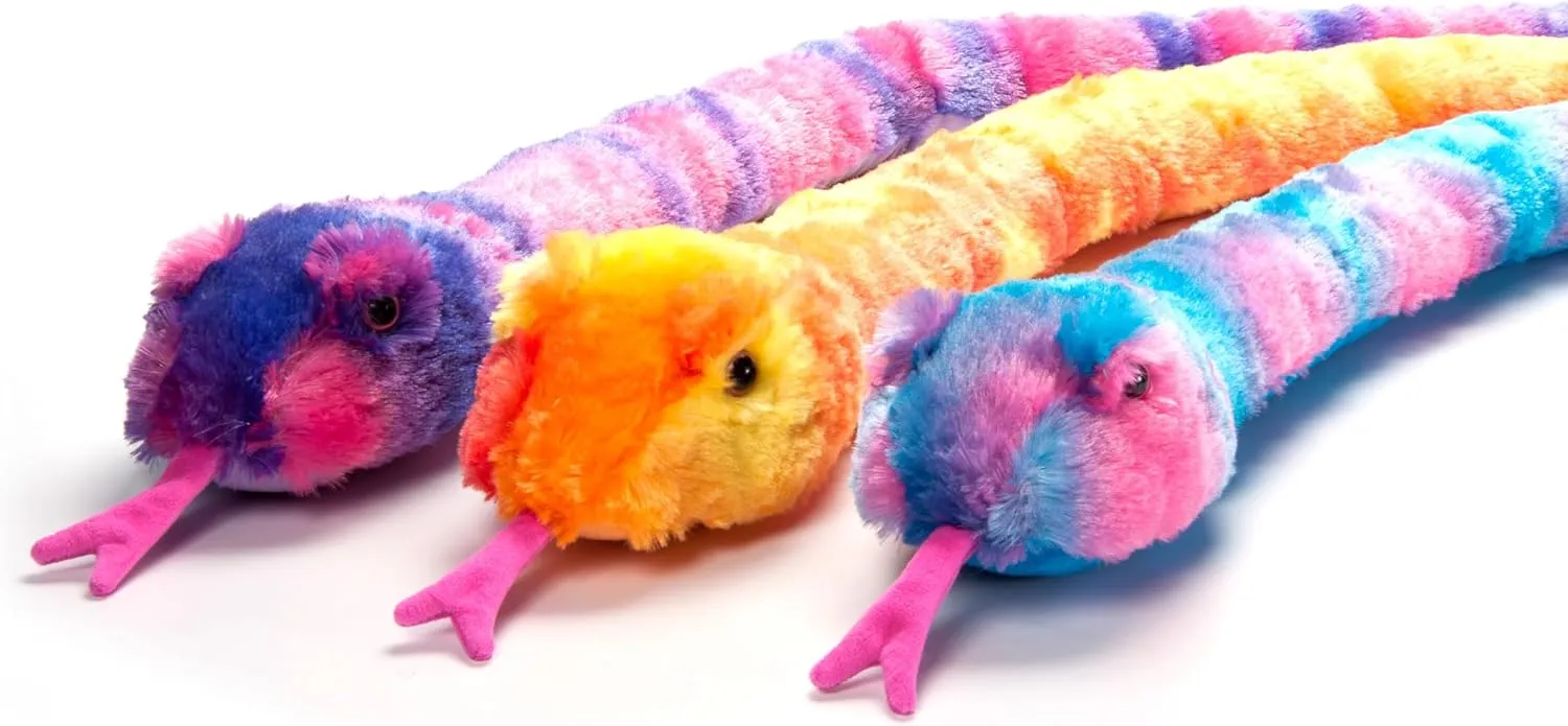 The Petting Zoo Snake Stuffed Animal, Gifts for Girls, Tie Dye Snake Plush Toy, 54 in. (Purple/Pink)