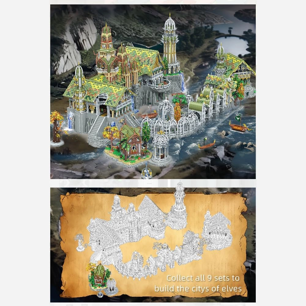 The Elven Tavern Architecture Building Blocks Toys,Medieval Tavern with The Rings Castle Building Sets, Collectible or Home Office Display, Ideas Gift for Adult and Film Fans(2867 Pcs)