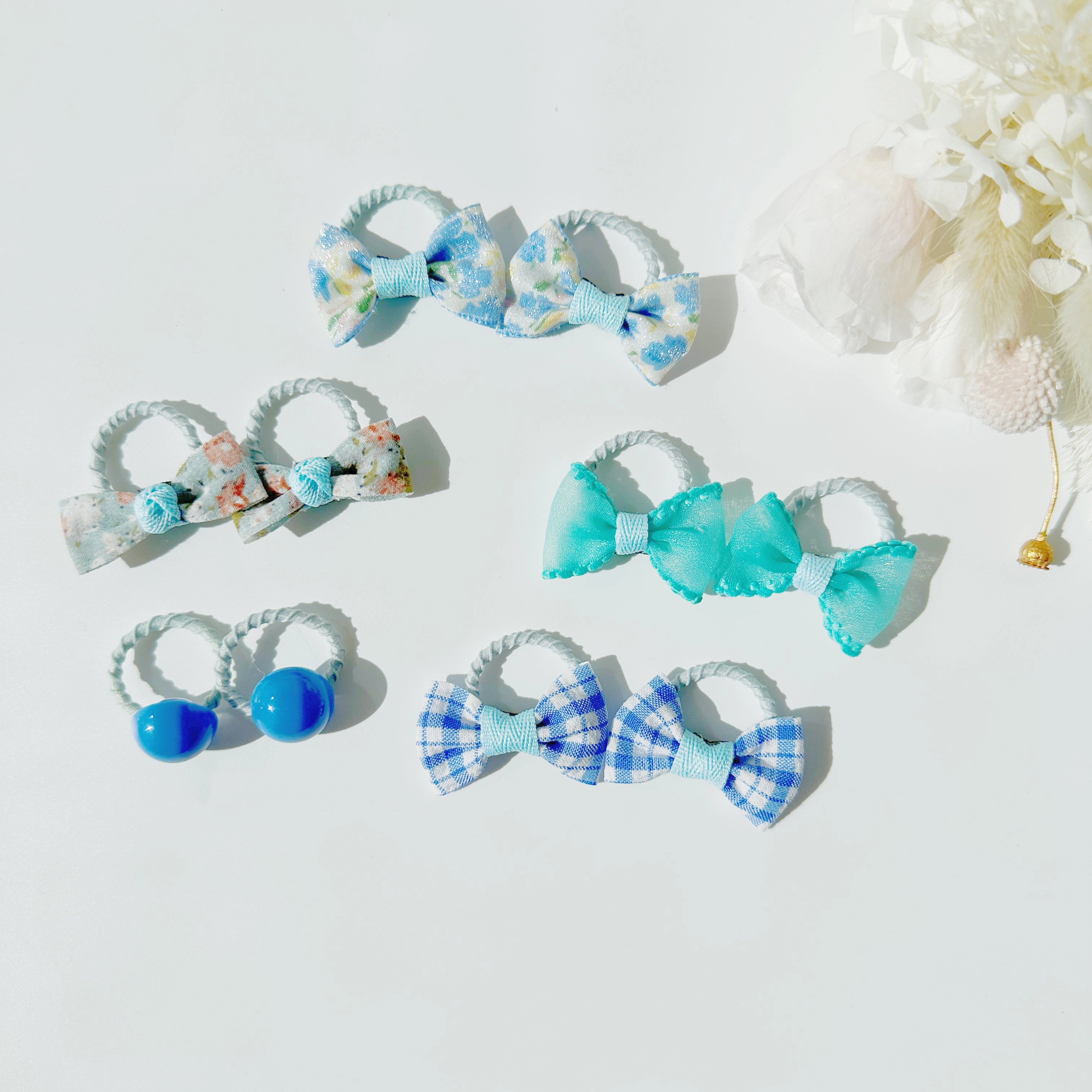 The Fluffy Collection -Aqua Petite Hair ties