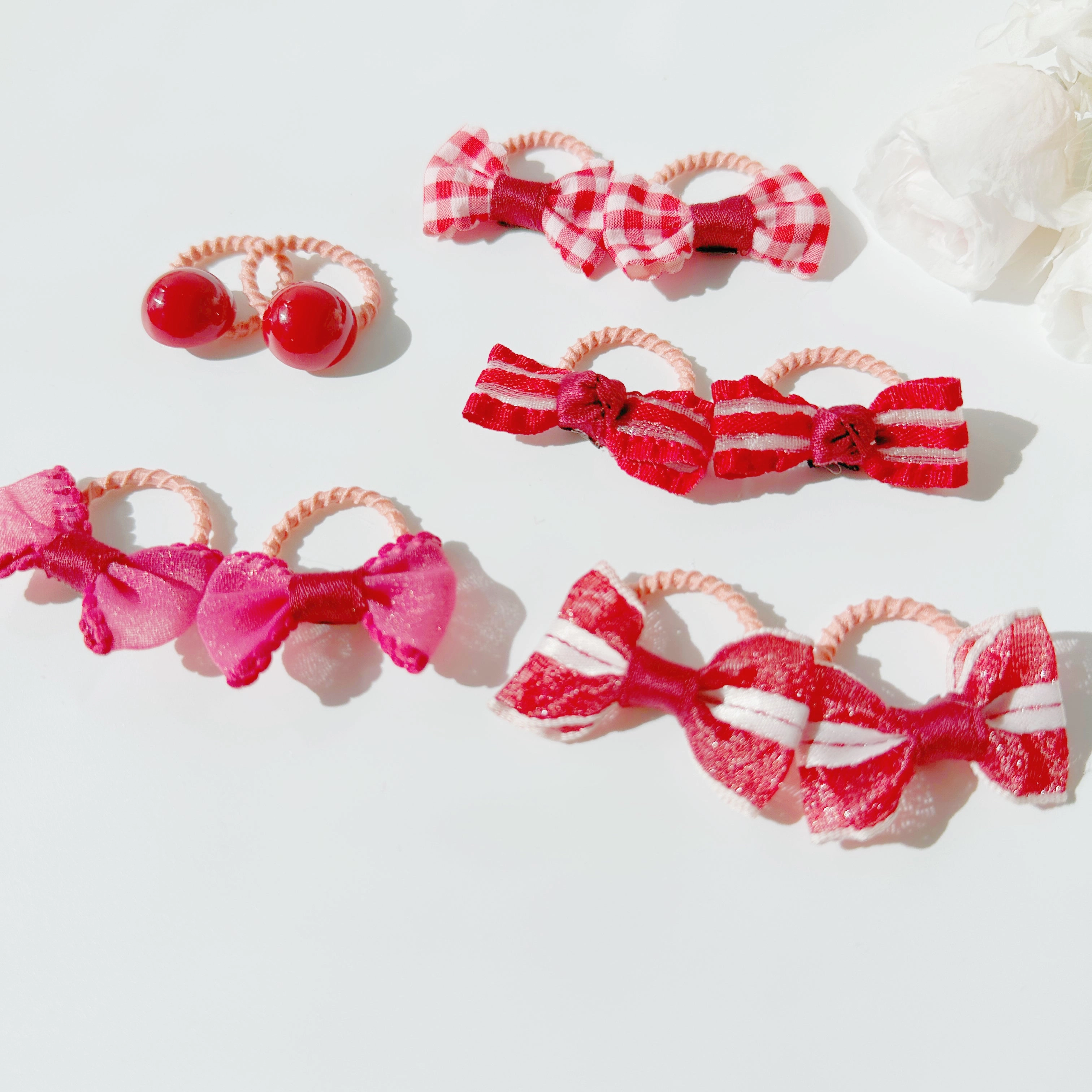 The Fluffy Collection -Red Petite Hair ties