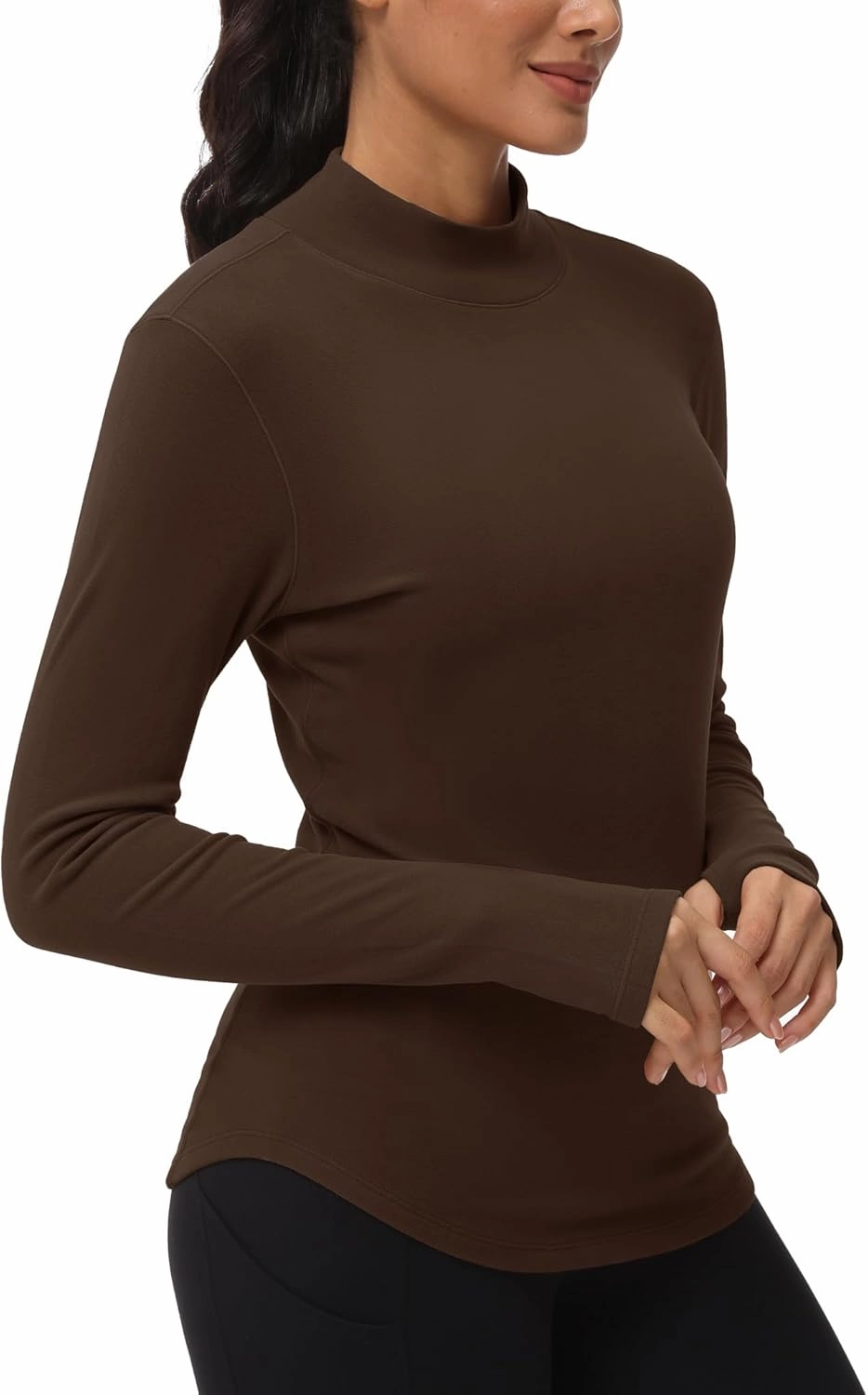 THE GYM PEOPLE Fleece Mock Turtleneck Pullover Base Layer Shirts Long Sleeve Workout Tops with Thumb Hole