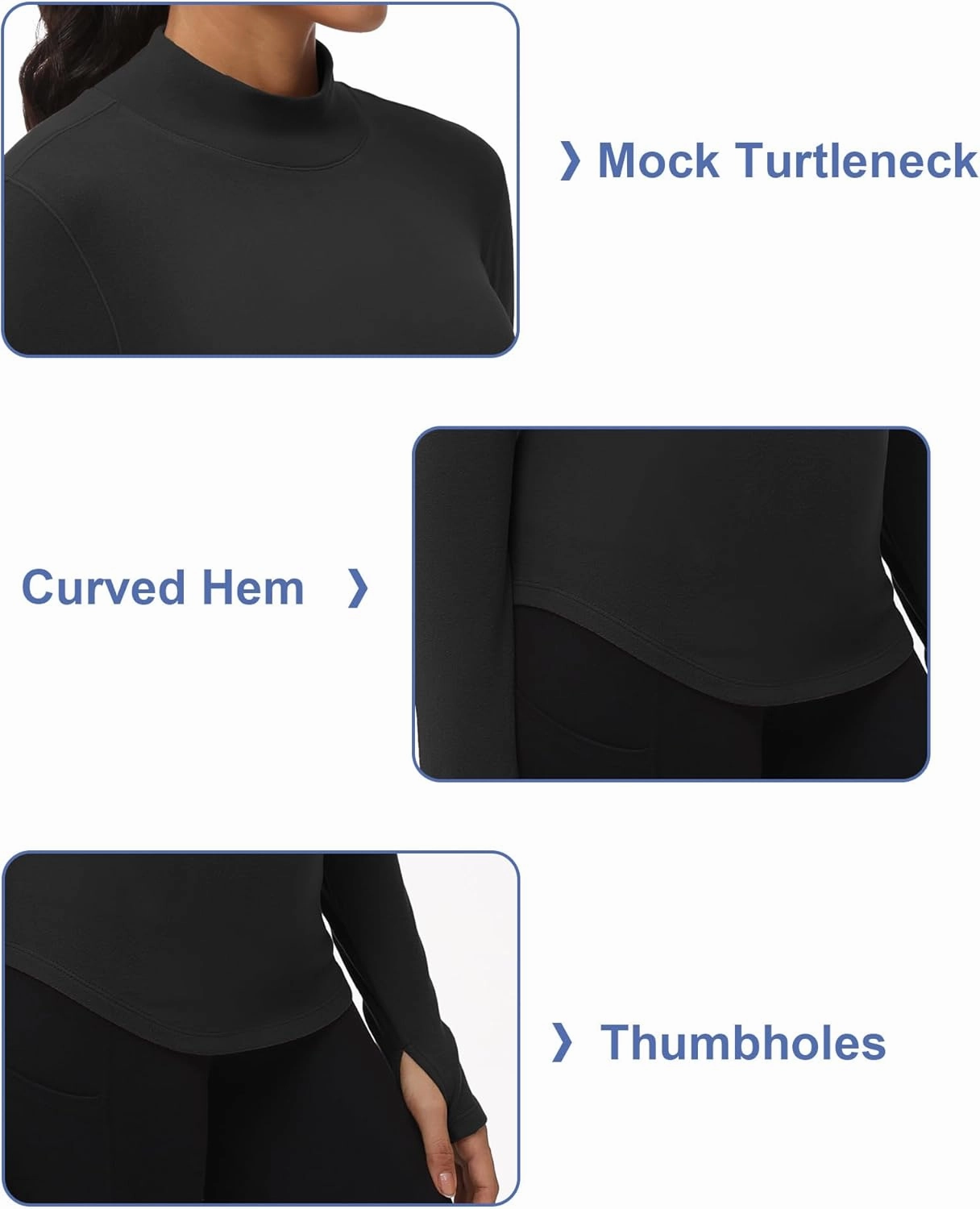 THE GYM PEOPLE Fleece Mock Turtleneck Pullover Base Layer Shirts Long Sleeve Workout Tops with Thumb Hole