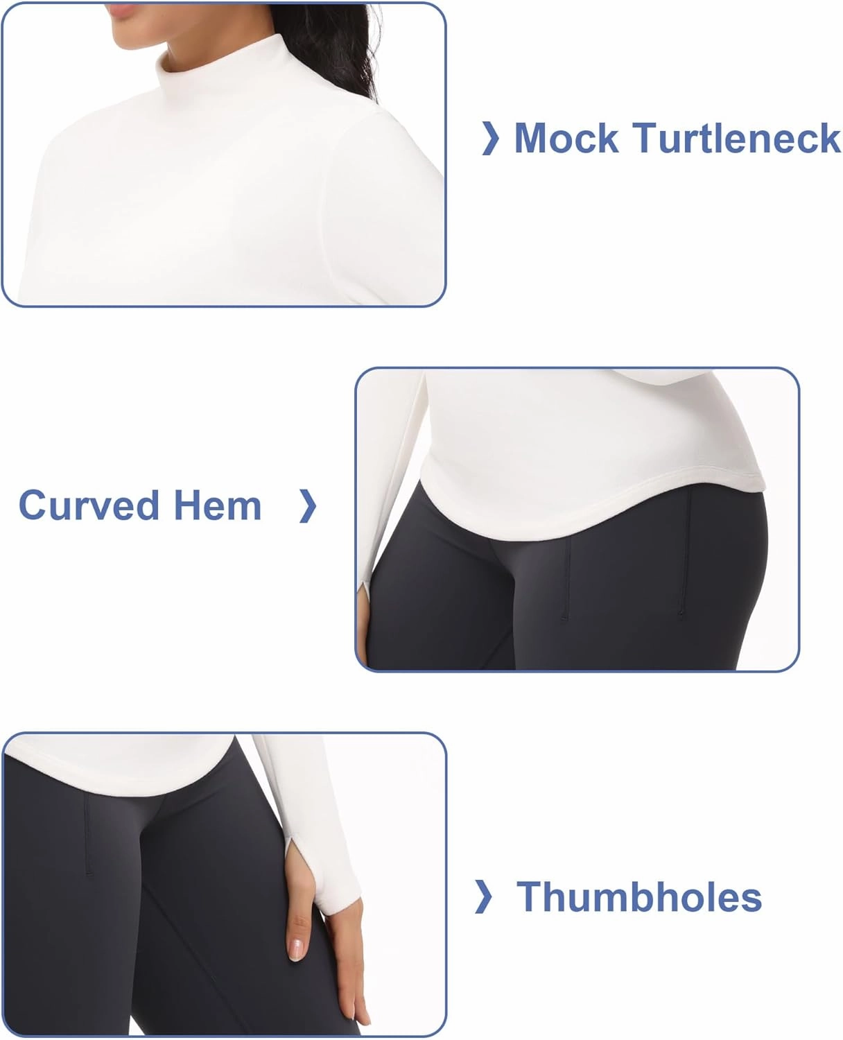 THE GYM PEOPLE Fleece Mock Turtleneck Pullover Base Layer Shirts Long Sleeve Workout Tops with Thumb Hole