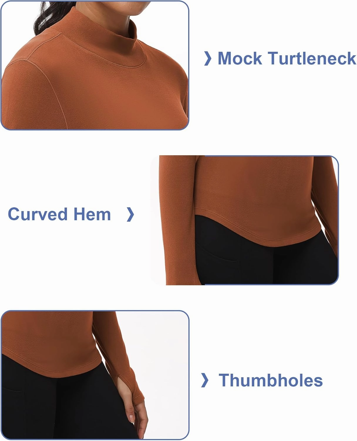 THE GYM PEOPLE Fleece Mock Turtleneck Pullover Base Layer Shirts Long Sleeve Workout Tops with Thumb Hole
