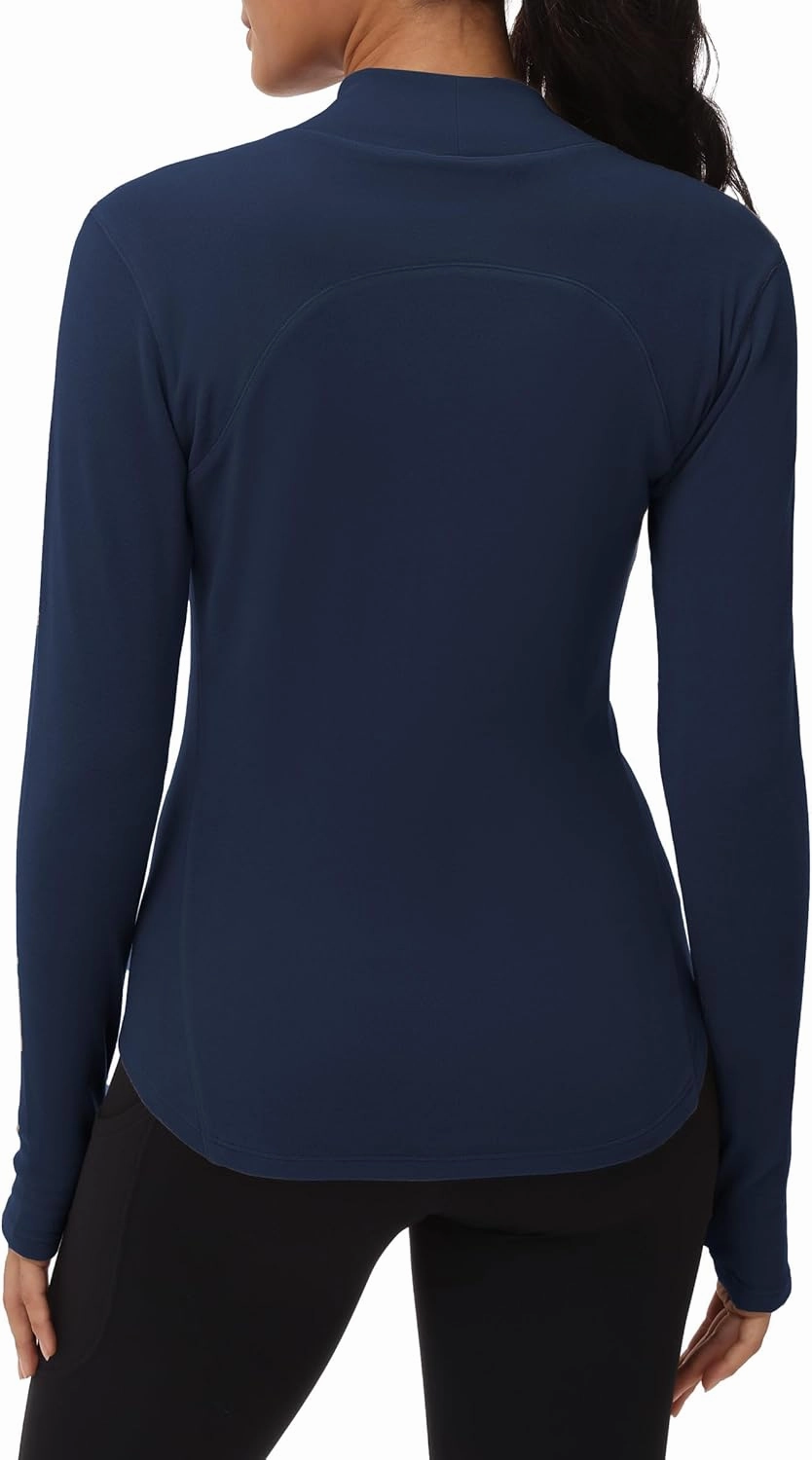 THE GYM PEOPLE Fleece Mock Turtleneck Pullover Base Layer Shirts Long Sleeve Workout Tops with Thumb Hole