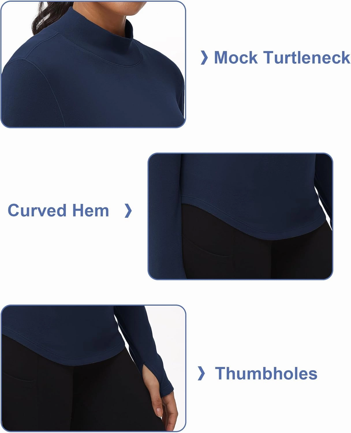 THE GYM PEOPLE Fleece Mock Turtleneck Pullover Base Layer Shirts Long Sleeve Workout Tops with Thumb Hole