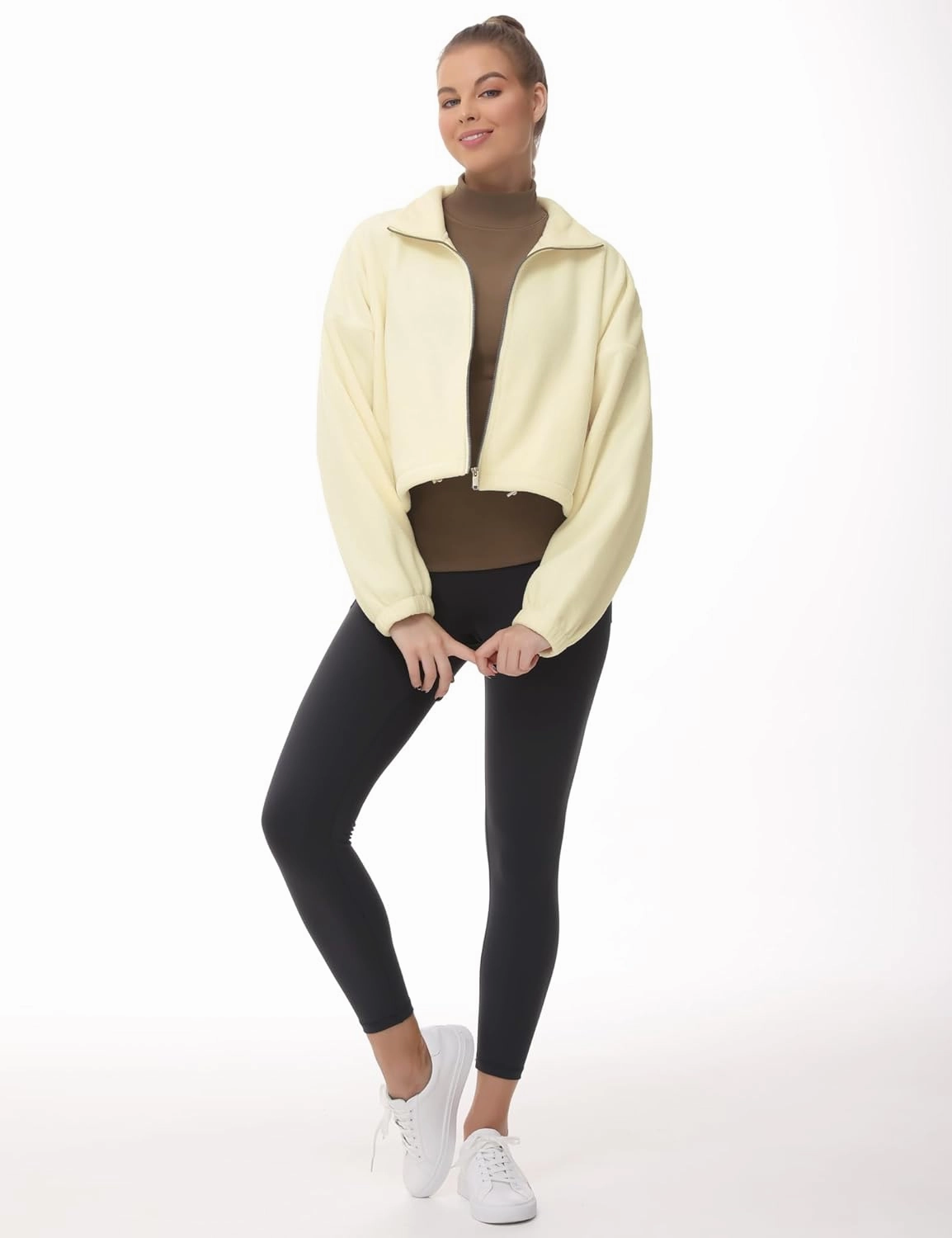 THE GYM PEOPLE Women's Mock Turtleneck Long Sleeve Shirts Fleece Thermal Underwear Pullover Tops with Thumb Hole