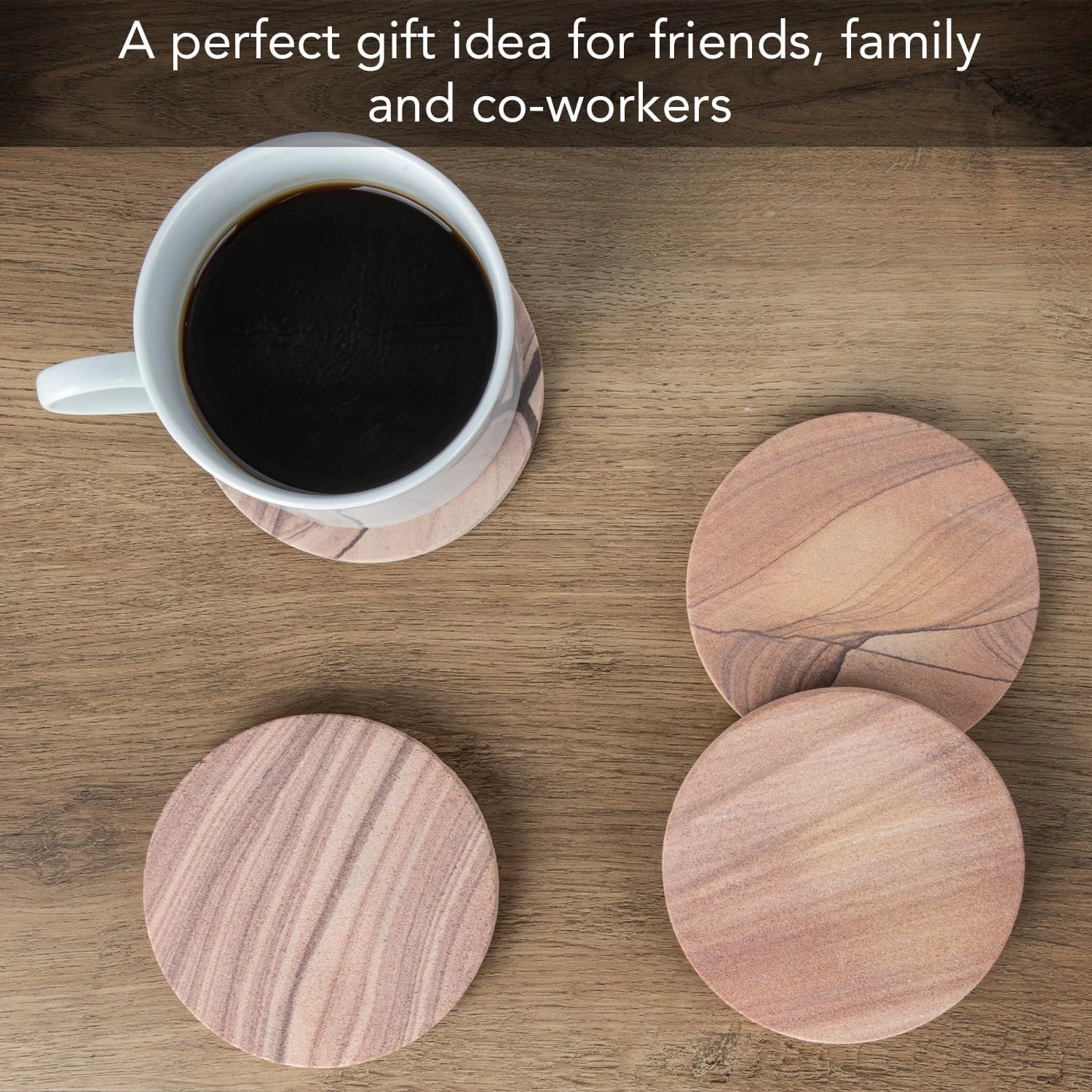 Thirstystone Cinnabar Brand, Multicolor All Natural Sandstone-Durable Stone with Varying Patterns, Every Coaster Is An Original, 4 inch round
