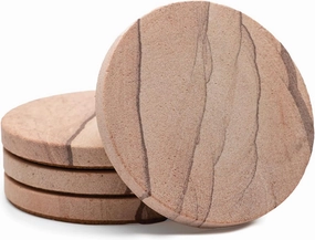 Thirstystone Cinnabar Brand, Multicolor All Natural Sandstone-Durable Stone with Varying Patterns, Every Coaster Is An Original, 4 inch round