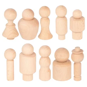TickiT Wooden Community Figures - Set of 10 - For Ages 18m  - Wooden Peg Dolls for Kids - 10 Different Shapes - Loose Parts Wooden Toys for Toddlers
