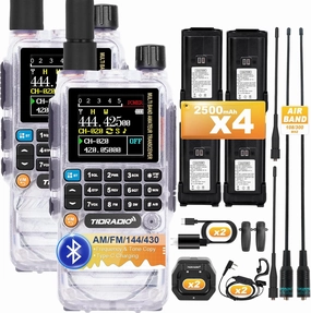 TIDRADIO TD-H3 GMRS Radio,Type C & Wireless Programming(4 Batteries)，8-Band Long Range Walkie Talkies Rechargeable Handheld Full-Featured 2 Way Radios, Full Kit Crystal