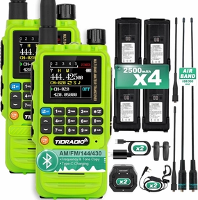 TIDRADIO TD-H3 GMRS Radio,Type C & Wireless Programming(4pcs Batteries)，8-Band Long Range Walkie Talkies Rechargeable Handheld Full-Featured 2 Way Radios, Full Kit (Green)