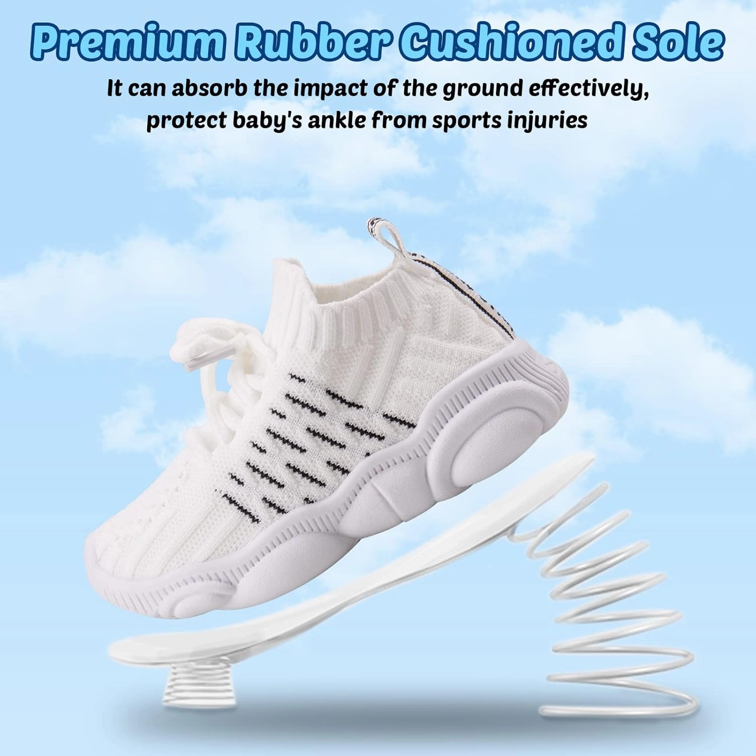 Toddler Baby Girls Boys Tennis White Walking Barefoot Slip on Shoes 18-24 Months Size 5 Wide Toe Box Summer Soft Sole Flexible Dinosaur Cheer Shoes Breathable Outdoor Soccer Rubber Sneakers