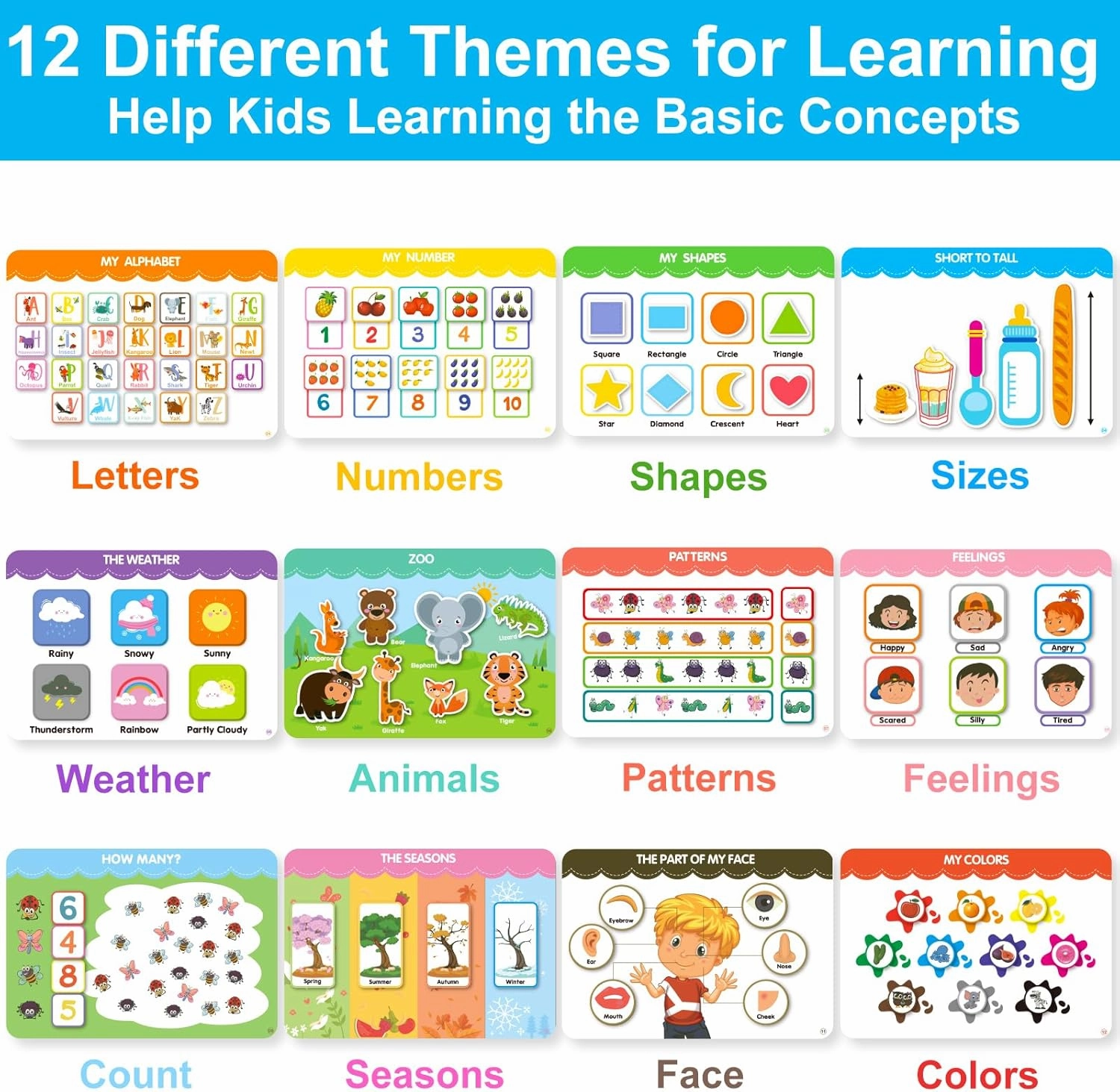 Toddler Books Educational Learning Toys for for 2  3 4 Year Old - Pre-Assembled Stickers & Reusable Activities Homeschool - Birthday Gifts for Girls Boys Ages 3 and Up - Toddler Travel Toys for Kids