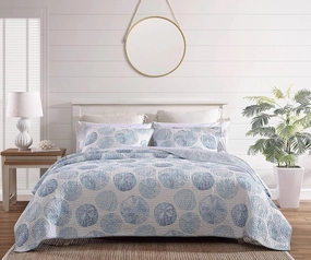 Tommy Bahama - King Quilt Set, Reversible Cotton Bedding with Matching Shams, Coastal Bedding Set for All Seasons (Ocean Isle Blue, King)