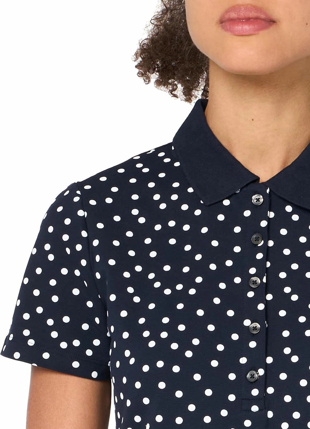Tommy Hilfiger Women's Dot Print Quarter Button Polo Top