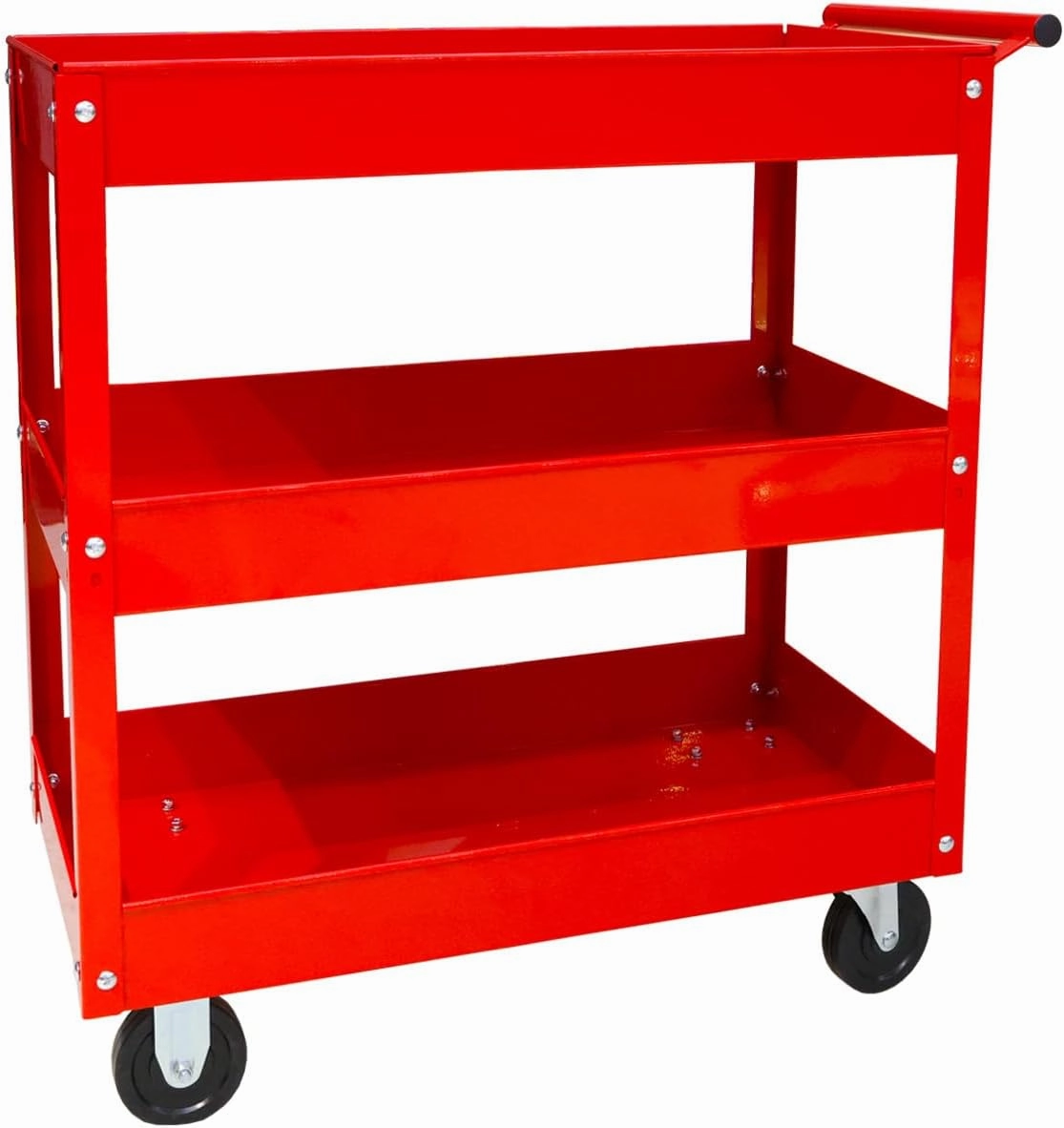 Torin APTC302B Steel Tool Service Push Cart with 3 Shelves and 200 lb Capacity, Red