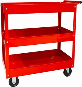 Torin APTC302B Steel Tool Service Push Cart with 3 Shelves and 200 lb Capacity, Red
