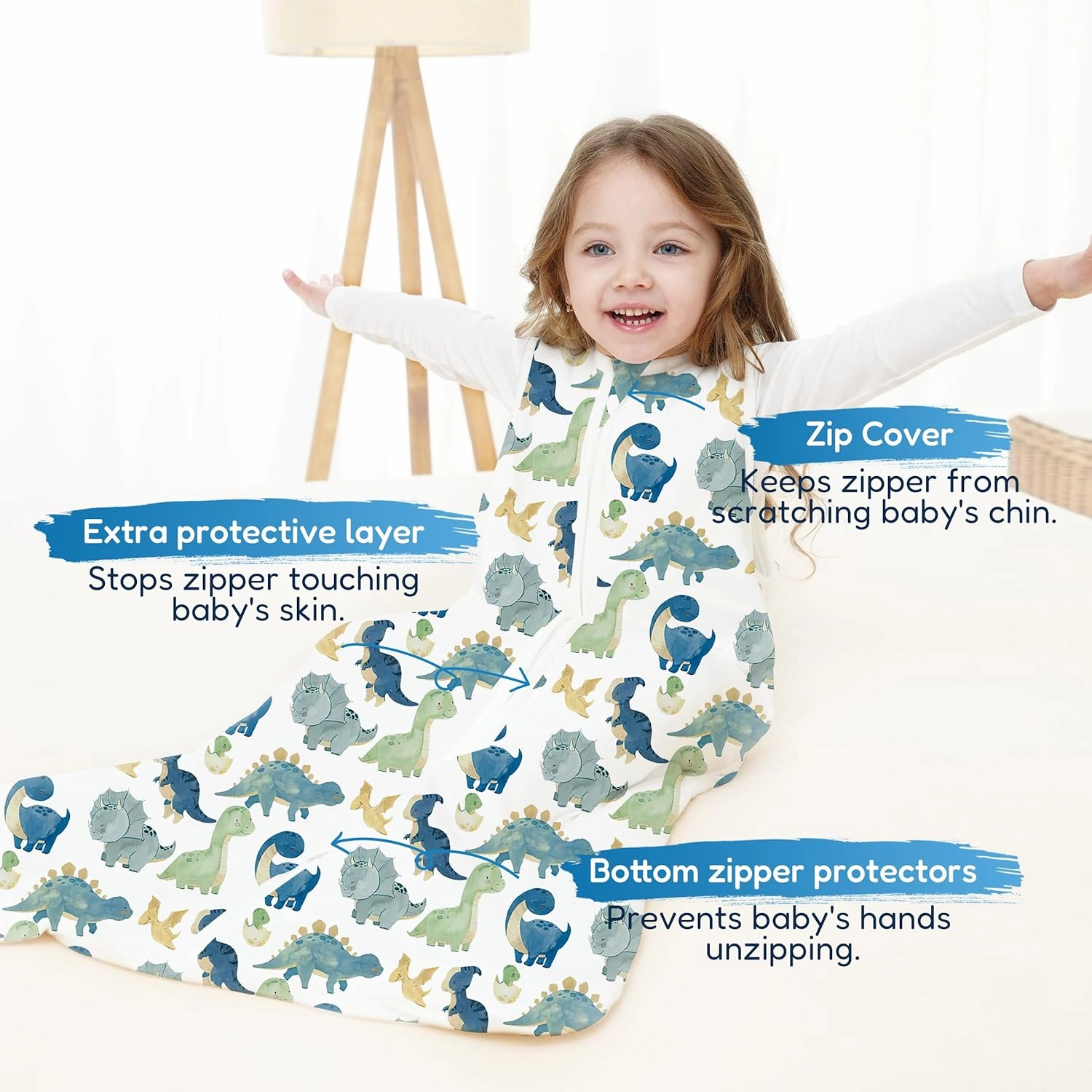 TotAha Dinosaur 1.0 TOG Toddler Sleep Sack 2T-3T-4T for Girls Boys, Buttery Soft Sleeping Sacks with 2-way Safe Zipper, Premium All Season Sleep Bag