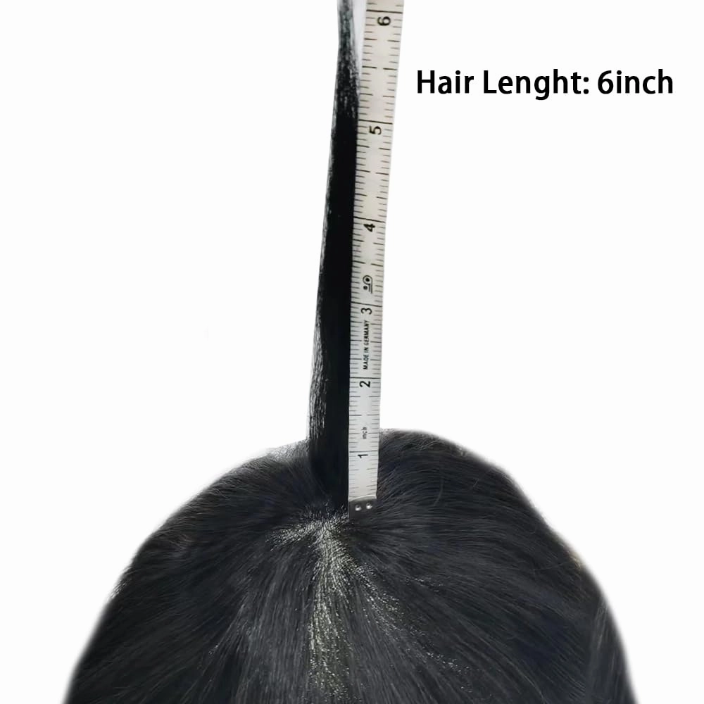 Toupee For Men Real Human Hair Men Toupee Hair Pieces For Men Thin Skin V-Looped Hair System For Men Natural Hairline Male Hair Prosthesis 8"x10"-90% Density, #1B OFF BLACK