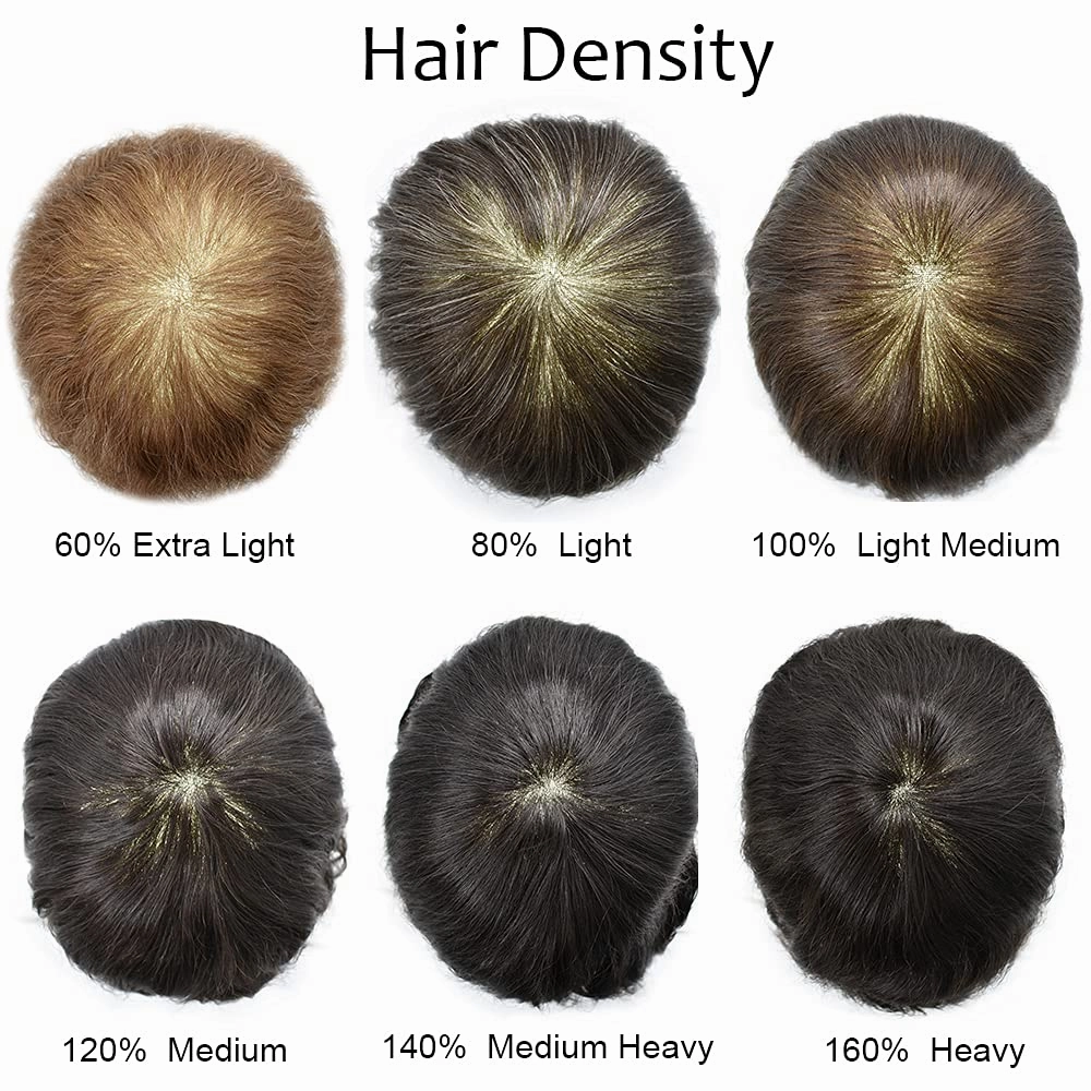 Toupee For Men Real Human Hair Men Toupee Hair Pieces For Men Thin Skin V-Looped Hair System For Men Natural Hairline Male Hair Prosthesis 8"x10"-90% Density, #1B OFF BLACK