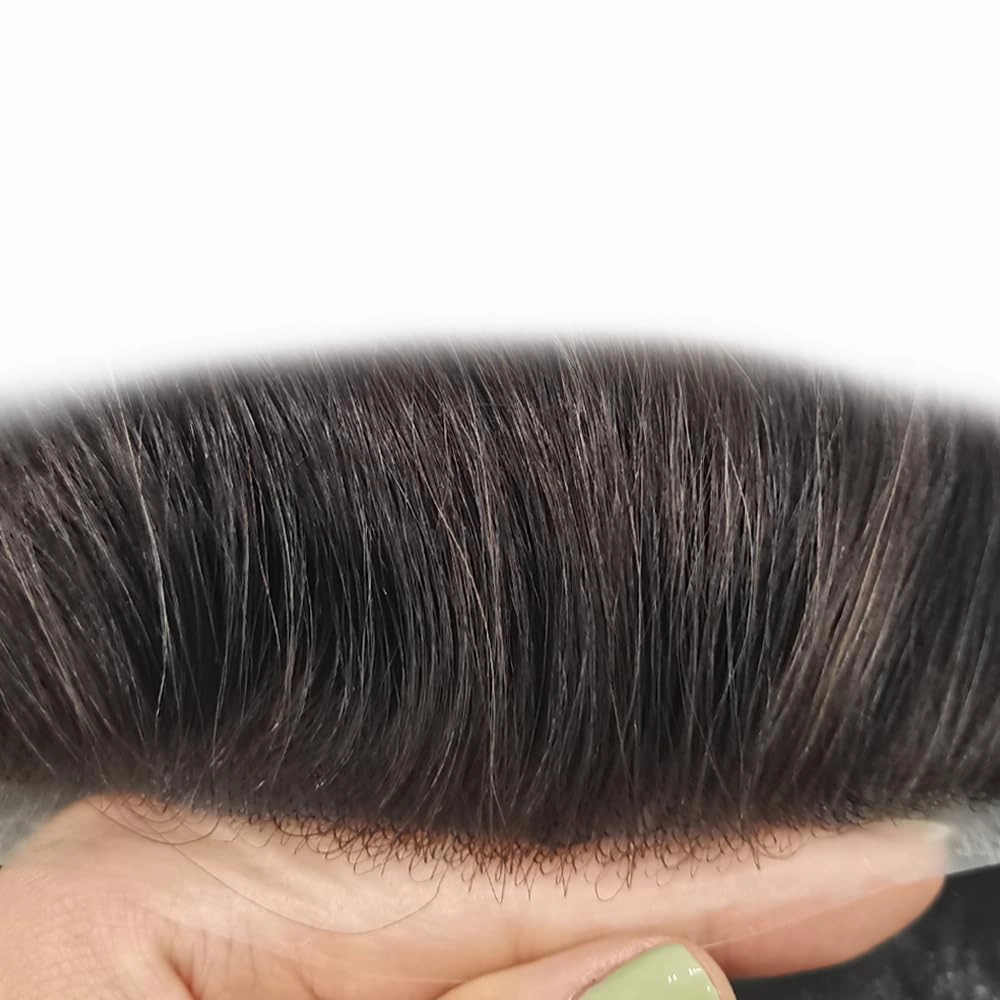 Toupee For Men Real Human Hair Men Toupee Hair Pieces For Men Thin Skin V-Looped Hair System For Men Natural Hairline Male Hair Prosthesis 8"x10"-90% Density, #2 DARKEST BROWN