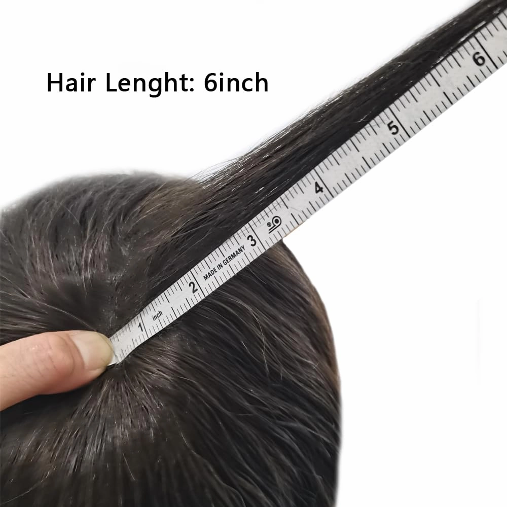 Toupee For Men Real Human Hair Men Toupee Hair Pieces For Men Thin Skin V-Looped Hair System For Men Natural Hairline Male Hair Prosthesis 8"x10"-90% Density, #2 DARKEST BROWN