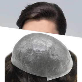 Toupee For Men Real Human Hair Men Toupee Hair Pieces For Men Thin Skin V-Looped Hair System For Men Natural Hairline Male Hair Prosthesis 8"x10"-90% Density, #2 DARKEST BROWN