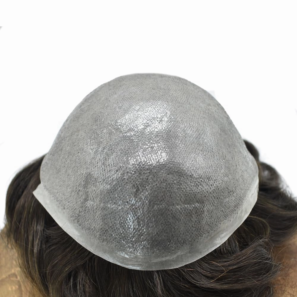 Toupee For Men Real Human Hair Men Toupee Hair Pieces For Men Thin Skin V-Looped Hair System For Men Natural Hairline Male Hair Prosthesis 8"x10"-90% Density, #2 DARKEST BROWN