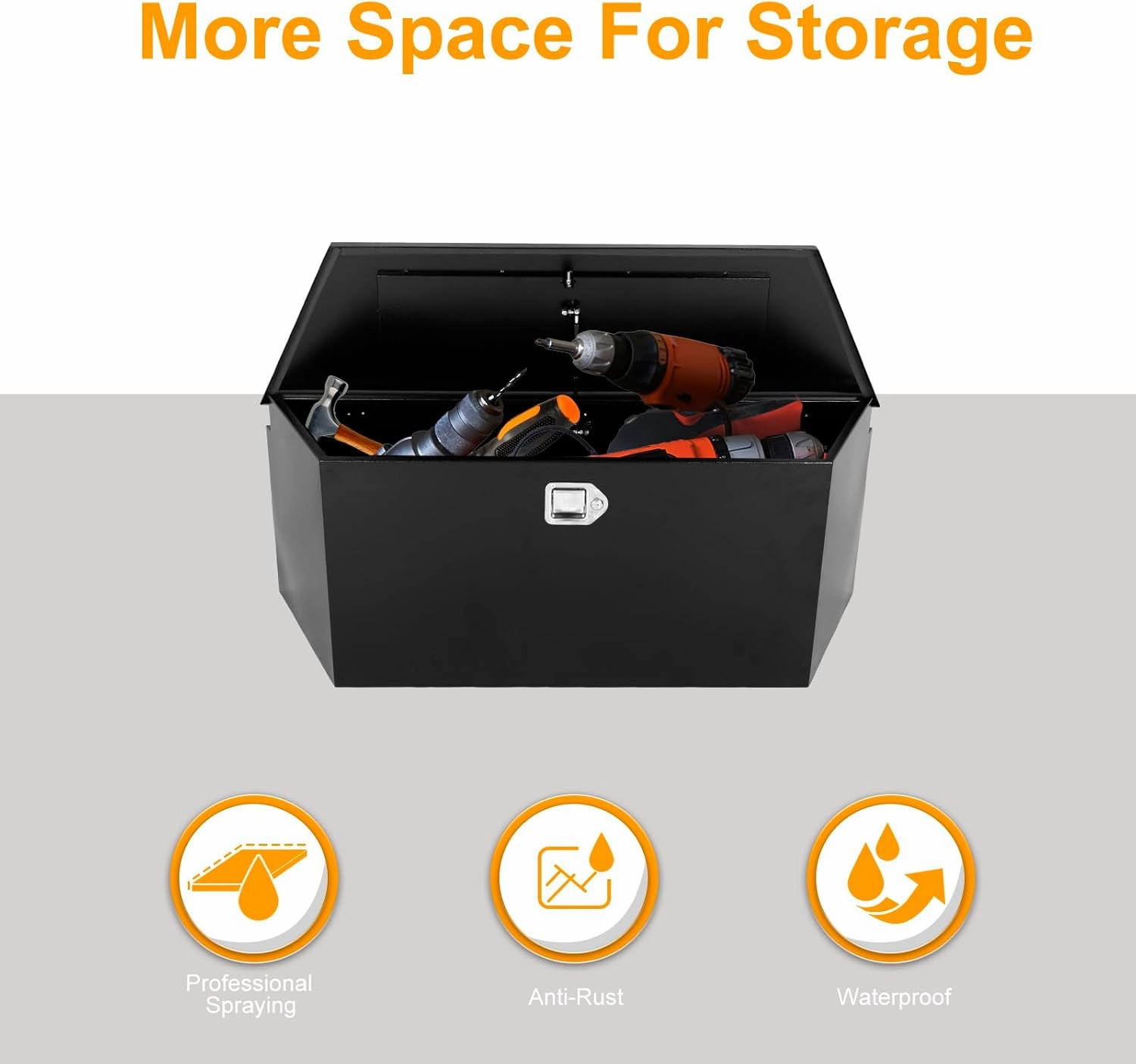 Trailer Tongue Tool Box, Steel Storage Truck Tool Box,49 x 14.6 x 18.5 Tool Chest Organizer w/Lock and Keys For Pickup,Truck Bed, RV, Trailer,Heavy Duty Waterproof Black box