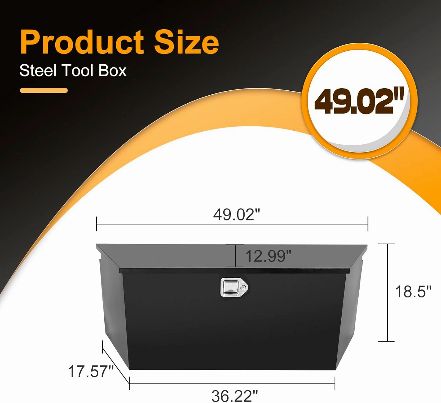 Trailer Tongue Tool Box, Steel Storage Truck Tool Box,49 x 14.6 x 18.5 Tool Chest Organizer w/Lock and Keys For Pickup,Truck Bed, RV, Trailer,Heavy Duty Waterproof Black box