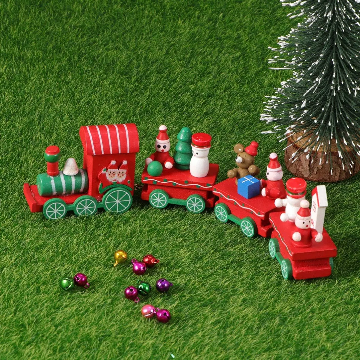 Train Party Favors Under Christmas Tree Train Creative Train Toy Christmas Train Figurine Christmas Train Table Decor Christmas Train Decorations Round Dome Tray Mini Wooden Child