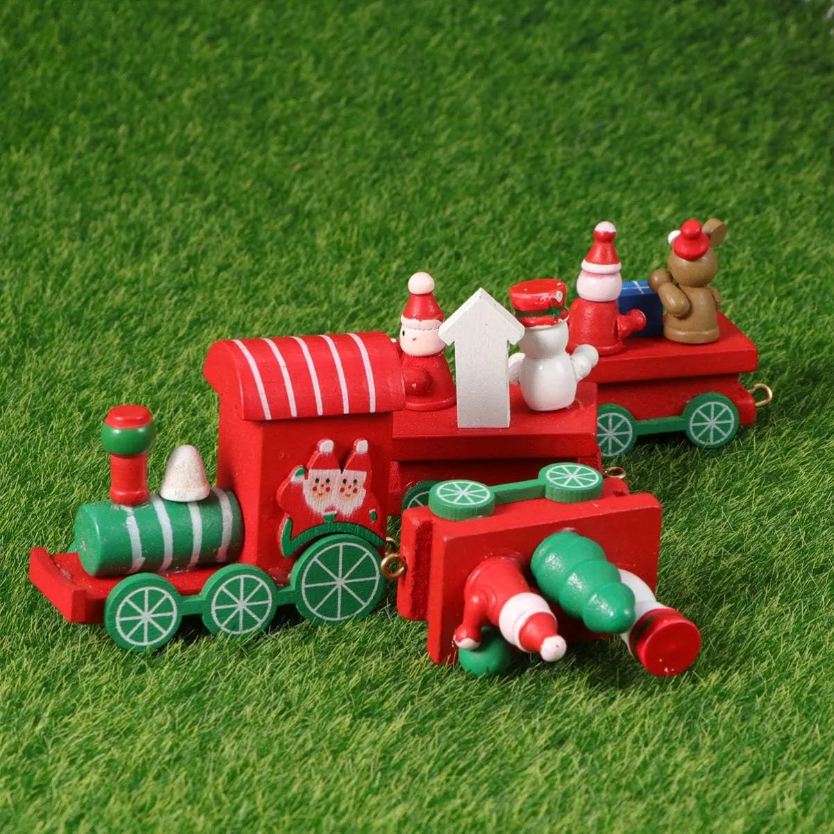 Train Party Favors Under Christmas Tree Train Creative Train Toy Christmas Train Figurine Christmas Train Table Decor Christmas Train Decorations Round Dome Tray Mini Wooden Child