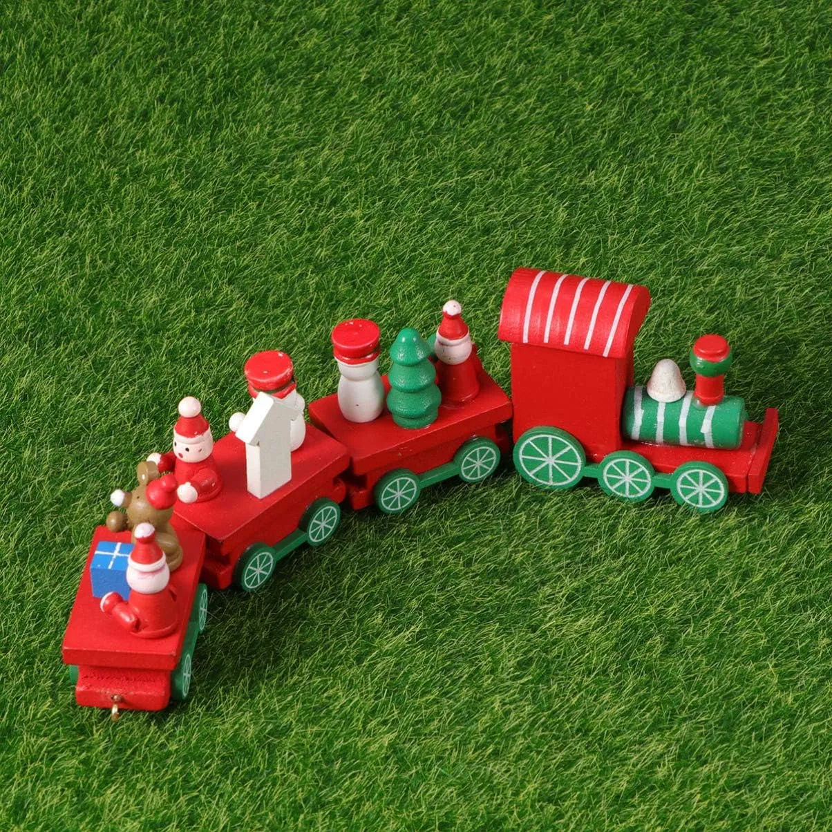 Train Party Favors Under Christmas Tree Train Creative Train Toy Christmas Train Figurine Christmas Train Table Decor Christmas Train Decorations Round Dome Tray Mini Wooden Child