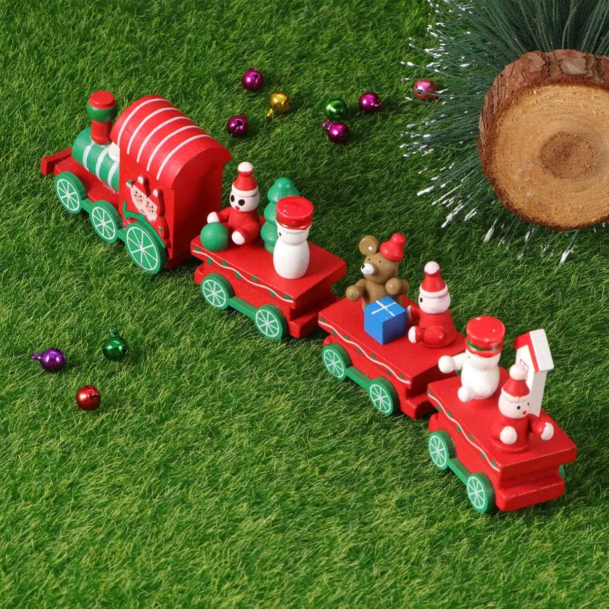 Train Party Favors Under Christmas Tree Train Creative Train Toy Christmas Train Figurine Christmas Train Table Decor Christmas Train Decorations Round Dome Tray Mini Wooden Child