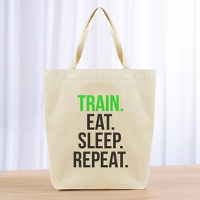 Train Eat Sleep Repeat Tote Bag - black green