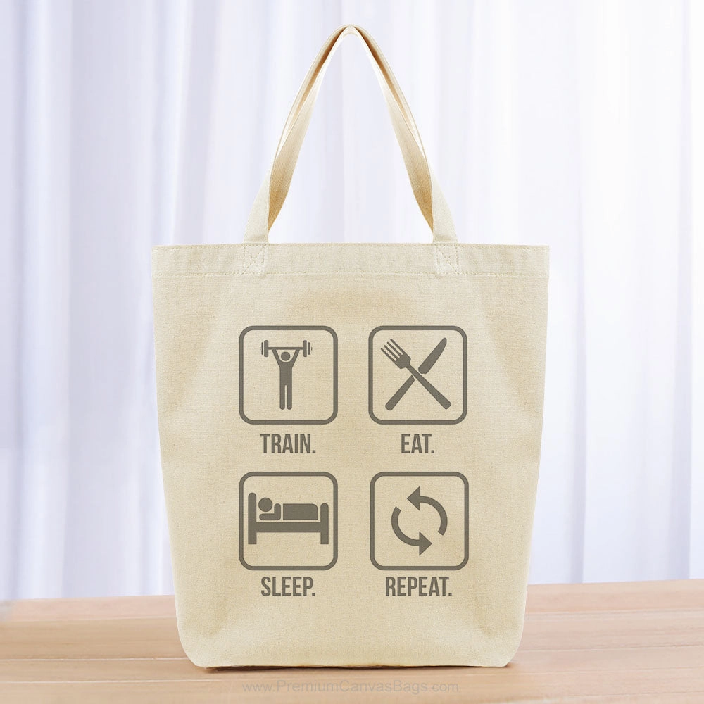 Train Eat Sleep Repeat Tote Bag - gray