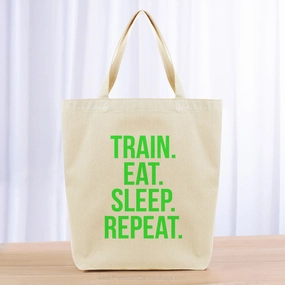 Train Eat Sleep Repeat Tote Bag - green