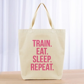 Train Eat Sleep Repeat Tote Bag - hot pink
