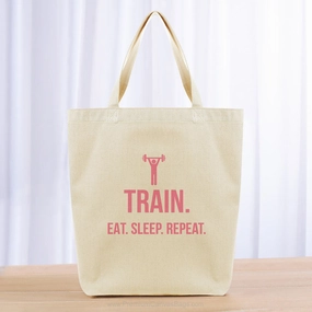 Train Eat Sleep Repeat Tote Bag - pink
