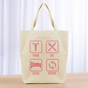 Train Eat Sleep Repeat Tote Bag - pink