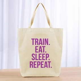 Train Eat Sleep Repeat Tote Bag - purple