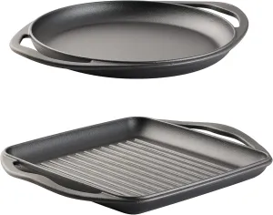 Tramontina Pre-Seasoned Grill and Griddle Set Cast Iron 2 Pack, 80131/042DS