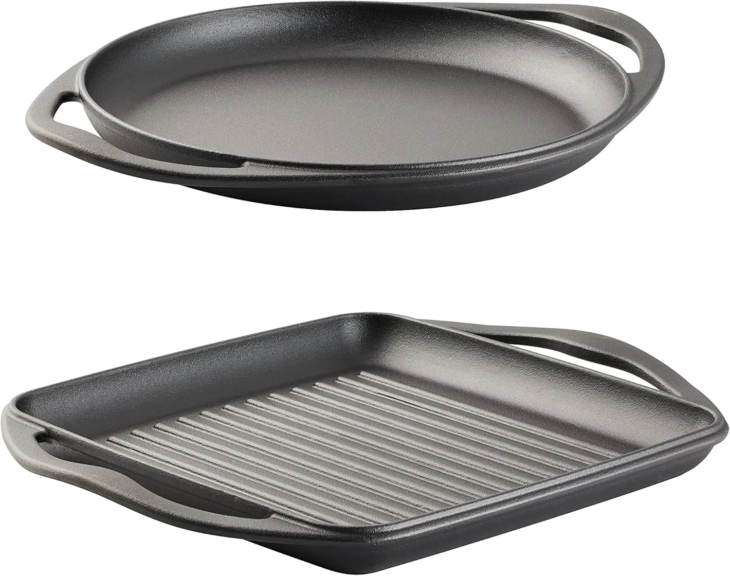 Tramontina Pre-Seasoned Grill and Griddle Set Cast Iron 2 Pack, 80131/042DS