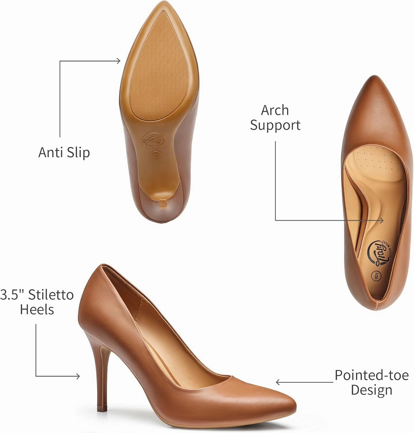 Trary Women’s Slingback Pumps, Black Heels Gold Heels Nude Pink Red Heels, Pointed Toe High Heels for Women Sexy Stiletto Heels Buckle Ankle Strap Closed Toe Pumps Office Party Prom Dress Shoes
