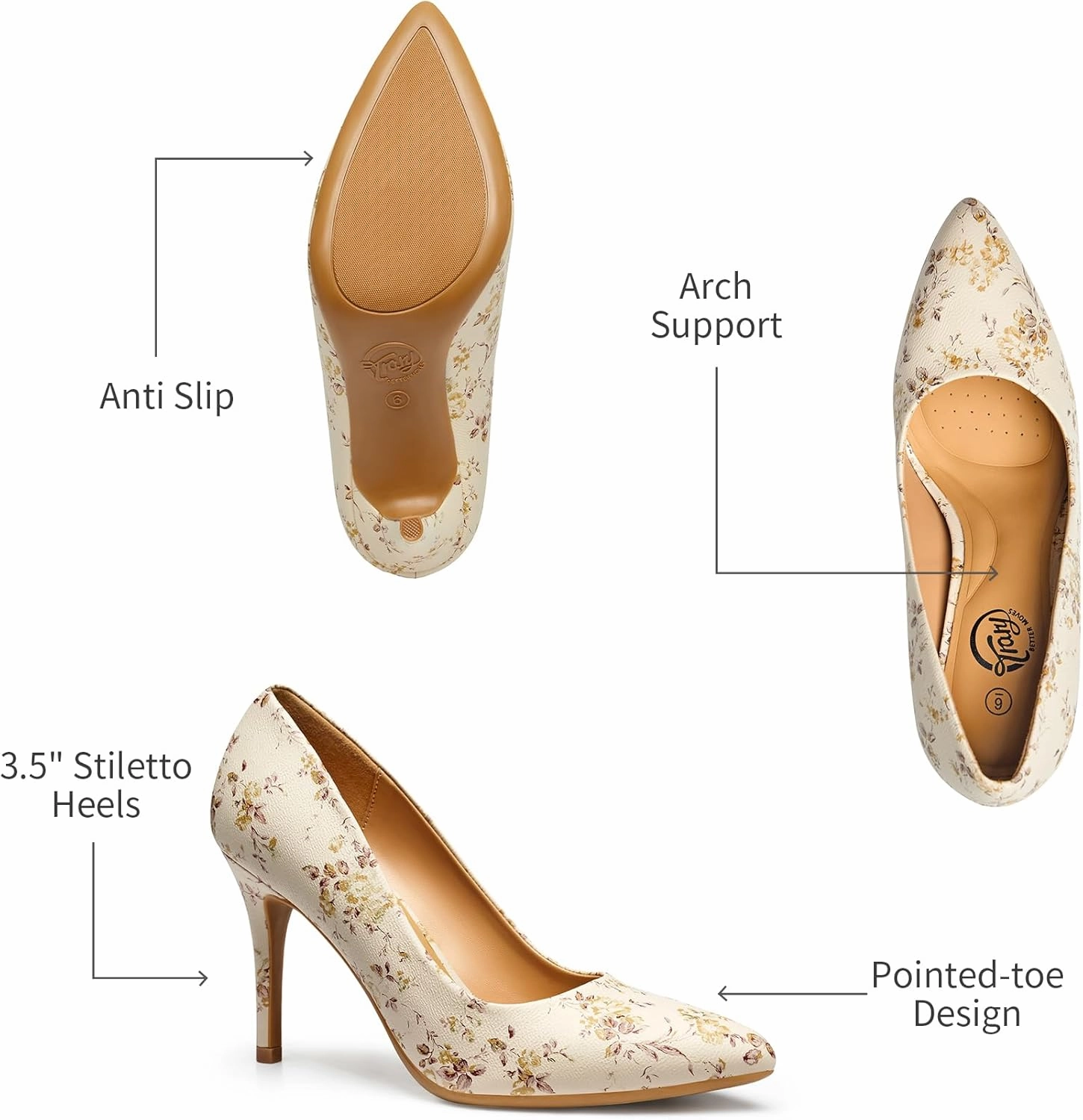 Trary Women’s Slingback Pumps, Black Heels Gold Heels Nude Pink Red Heels, Pointed Toe High Heels for Women Sexy Stiletto Heels Buckle Ankle Strap Closed Toe Pumps Office Party Prom Dress Shoes