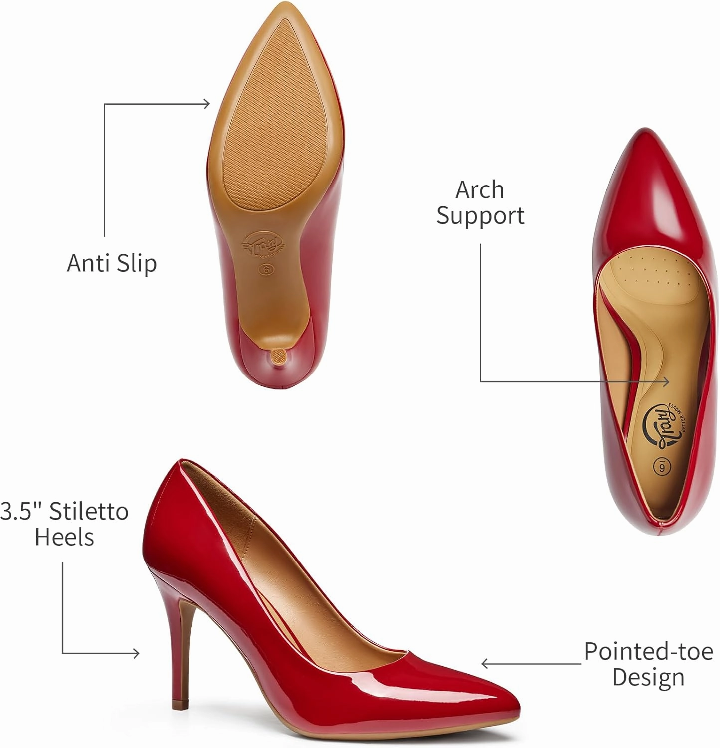 Trary Women’s Slingback Pumps, Black Heels Gold Heels Nude Pink Red Heels, Pointed Toe High Heels for Women Sexy Stiletto Heels Buckle Ankle Strap Closed Toe Pumps Office Party Prom Dress Shoes