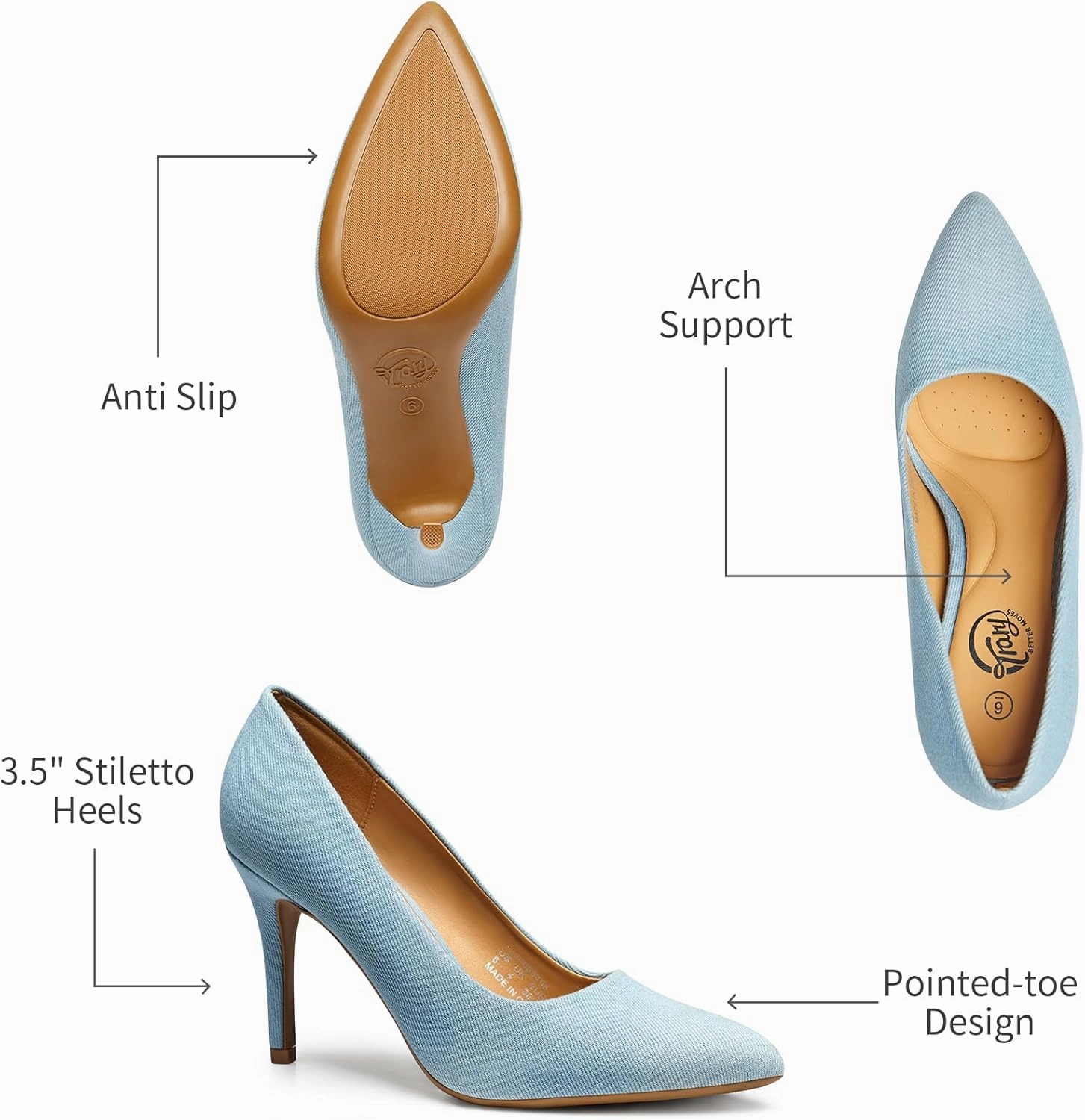 Trary Women’s Slingback Pumps, Black Heels Gold Heels Nude Pink Red Heels, Pointed Toe High Heels for Women Sexy Stiletto Heels Buckle Ankle Strap Closed Toe Pumps Office Party Prom Dress Shoes