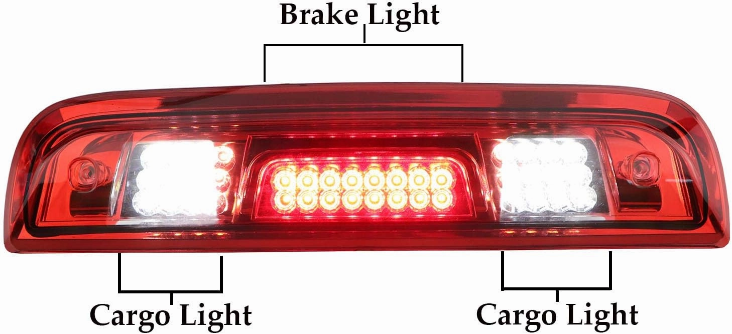 Tresound for 2014-2018 Chevrolet Silverado/GMC Sierra 1500 2500HD 3500HD 3rd Third Brake Light Cargo Light High Mount Lamp LED Stop Light (Red)